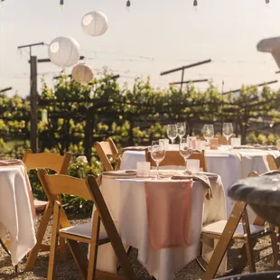 tables set for a formal dinner
