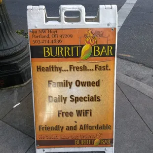 Sign outside (Free WiFi!)