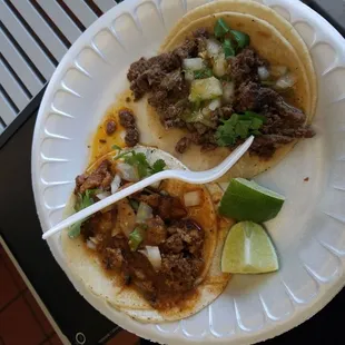 Tacos de Alpastor and Asada. They look tasty
