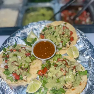 tortillas with guacamole and salsa