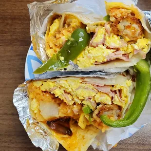little brother breakfast burrito with ham
