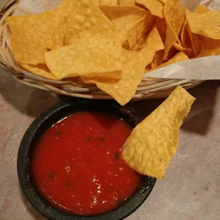 Great Food!! Crispy Fresh and light chips with very authentic fresh tomatoe salsa..