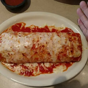 a hand holding a plate of food