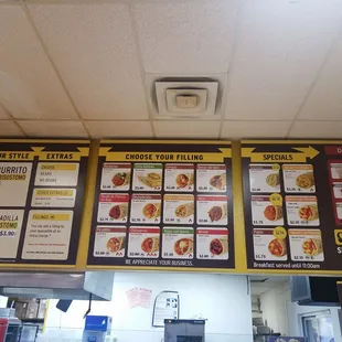 menus and prices