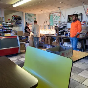 people working in the background