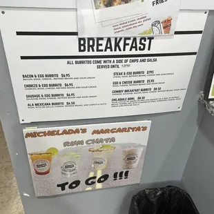 Breakfast menu