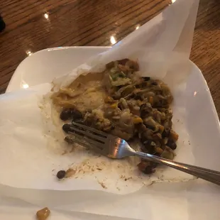 Veggie burrito.. mostly beans and rice.