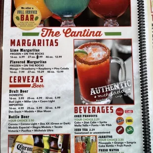 Drink menu
