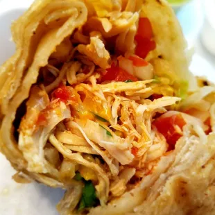 Chicken and salsa burrito chimi style - inside