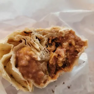 Steak bean cheese burrito