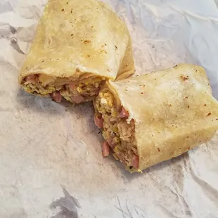 Breakfast burrito- ham and egg
