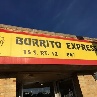the entrance of a burrito express restaurant