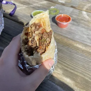 Steak and egg burrito