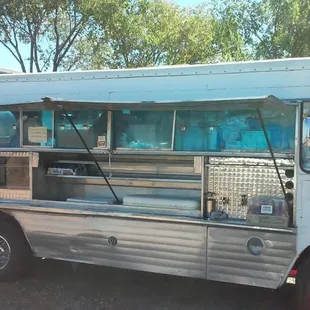a food truck parked in a parking lot