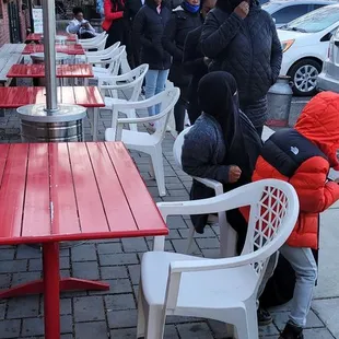 The line for the food