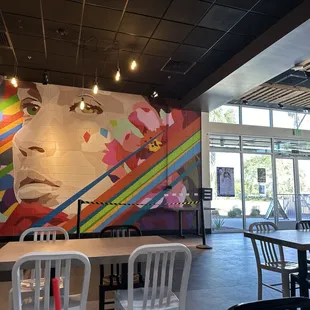 a mural of a woman's face
