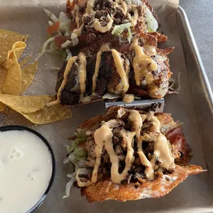 Keto Brisket Taco, keto Blackened Shrimp Taco, keto Chicken taco