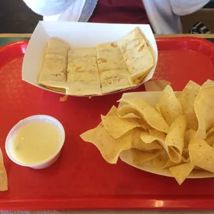 My wife's quesadilla and chips.