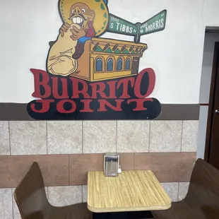 a table and two chairs