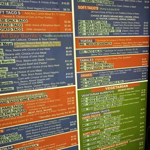 menu