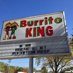 a sign for burrito king