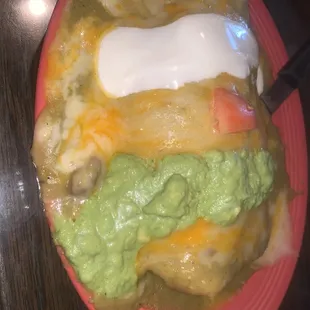 Mojado 62. Burrito Mojado with shredded beef