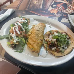 Chicken Flautas, Quesa Birria Tacos, al pastor taco