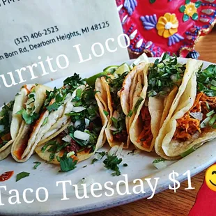 taco tuesday $ 1