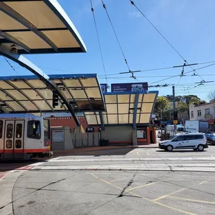a train pulling into a station