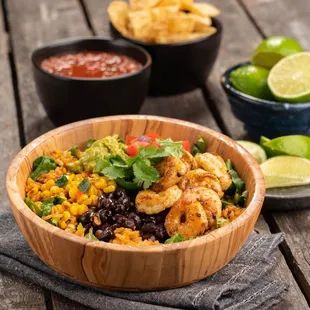 Maiz Burrito bowl with shrimp