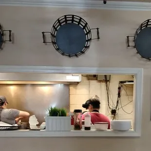 Hamburgers are cooked to order and really good, too.