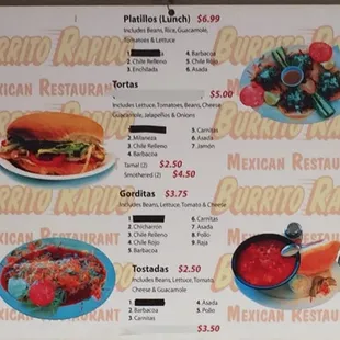 Snap shot of the menu