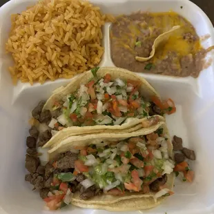 #6 two regular soft tacos (carne asada)