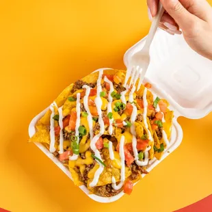 EXTREME CHIPS
 Nacho Chips loaded with your choice of Protein, Queso &amp; Fresh Veggies