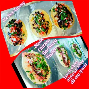 four different views of a taco
