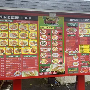 Drive through board menu