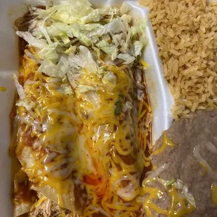 Two (chicken) enchiladas plate To-go