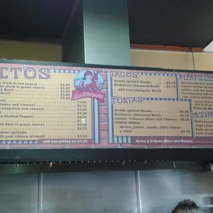 Menu, $3 burrito