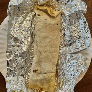 a burrito wrapped in foil
