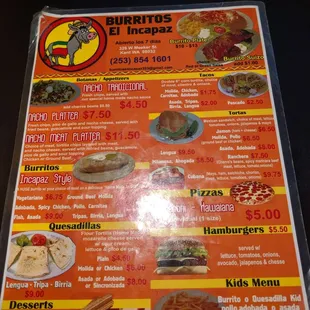 menu