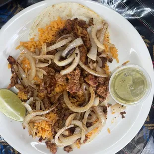 Rice tacos with pastor