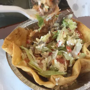 Steak taco salad
