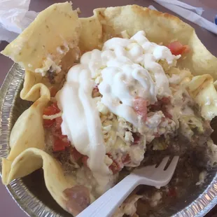 Ground beef taco salad w/xtra sour cream