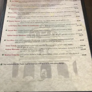 menu