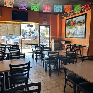 tables and chairs in a restaurant