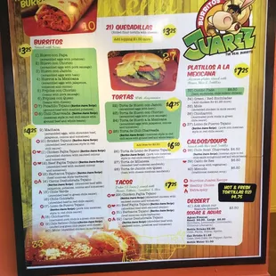 burritos and wraps, menu