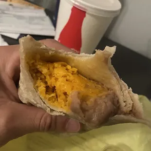 Failing on the bean and cheese burrito:( 80% unmelted cheese not even mixed with the small amount of beans.