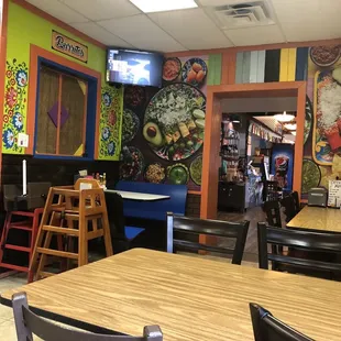 a brightly colored restaurant