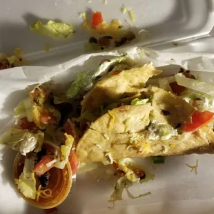 This was the crunchy tacos, which had no crunch since they were packaged in styrofoam. A mess.