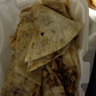 This is how the quesadilla was packaged. The food was disgusting.